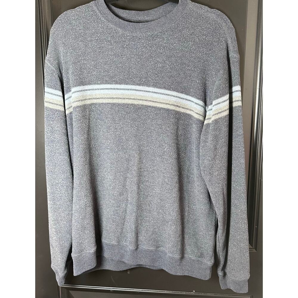 VTG Y2K XG Xtreme Gear Striped Pullover Mens Large Sweater Skater Grunge Blue